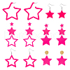 FIBLOOM 6 Pairs 6 Style Fashion Star Acrylic Dangle Stud Earrings with 316 Stainless Steel Pins for Women EJEW-FI0002-52-1