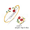 Rose Alloy Enamel Cuff Bangle & Cuff Rings Sets FS-WGBA561-01-3