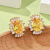 Oval Brass Micro Pave Cubic Zirconia Stud Earrings for Women EJEW-G428-27G-01-2