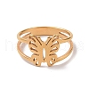 Ion Plating(IP) 201 Stainless Steel Butterfly Finger Ring RJEW-J051-39G-2