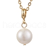 Mother's Day Jewellery Round Natural Freshwater Pearl Pendant Necklaces NJEW-JN05137-2
