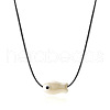Fish Porcelain Pendant Black Wax Cord Necklaces FS-WG7FFA4-02-2