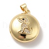 Rack Plating Brass Micro Pave Clear Cubic Zirconia Locket Pendants KK-M227-10G-1