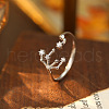 925 Sterling Silver Micro Pave Clear Cubic Zirconia Cuff Rings FS-WG4CDD9-09-1