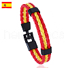 Flag Color Imitation Leather Triple Line Cord Bracelet with Alloy Clasp GUQI-PW0001-087O-1