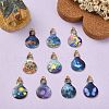 30Pcs 10 Styles Alloy Printed Pendants PALLOY-CJ0002-55-5
