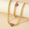 Heart Alloy Rhinestone Pendant Necklaces & Link Chain Bracelets WG19AD8-02-3