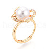 Brass Micro Pave Clear Cubic Zirconia Adjustable Ring Settings KK-T076-06G-6