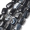 Natural Black Agate Beads Strands G-K392-B02-13x18mm-2