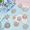WADORN 10Pcs 10 Styles Retro Flower Alloy Rhinestone Brooches for Women JEWB-WR0001-09-4