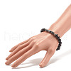 Natural Wood & Synthetic Hematite Beaded Stretch Bracelet BJEW-JB07809-3