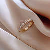 Brass Micro Pave Clear Cubic Zirconia with Plastic Pearl Cuff Rings for Women FS-WGA4F6C-01-3