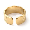 304 Stainless Steel Textured Open Cuff Ring for Women RJEW-I098-08G-3