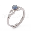 Heart Natural Labradorite Adjustable Rings RJEW-G273-13P-01-4