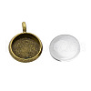 Dome Transparent Glass Cabochons and Brass Pendant Cabochon Settings for DIY DIY-X0288-01AB-NF-1