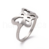 Non-Tarnish 201 Stainless Steel Butterfly Finger Ring RJEW-J051-02P-1
