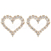 Rack Plating Heart Brass Clear Cubic Zirconia Stud Earrings EJEW-M090-15G-1
