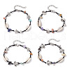 4Pcs Natural & Synthetic Gemstone Chip Beads & Cowrie Shell Beads Braided Bead Bracelets BJEW-JB11834-2