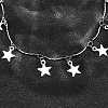 304 Stainless Steel Textured Link Bar Star Charm Tassel Necklaces NJEW-R023-02P-2