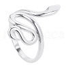 201 Stainless Steel Snake Wrap Open Cuff Ring for Women FIND-PW0004-63P-1