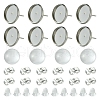 160Pcs 4 Styles Flat Round 304 Stainless Steel Stud Earring Settings with Transparent Glass Cabochons with 304 Stainless Steel Ear Nuts with Plastic Ear Nuts FIND-YW0005-37-1