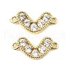 Brass Pave Clear Cubic Zirconia Heart Connector Charms KK-M324-11G-1