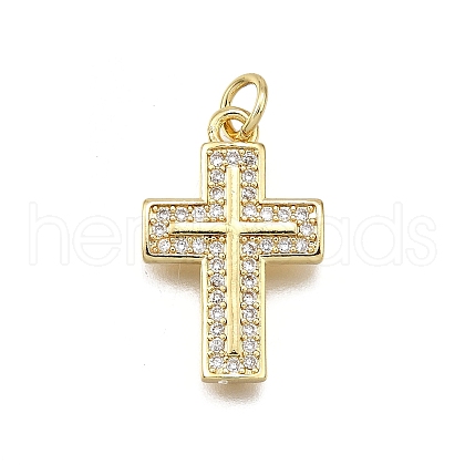 Brass Micro Pave Cubic Zirconia Pendants KK-Z100-42G-01-1