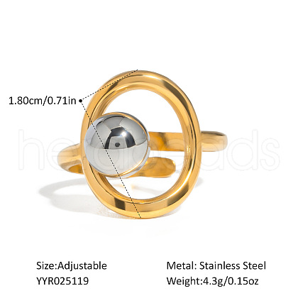 European Style Hollow Design Stainless Steel Beaded Adjustable Open Cuff Rings ZU9443-6-1