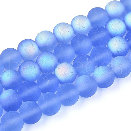 Frosted Transparent Glass Beads Strands GLAA-T032-T8mm-MBB04-1