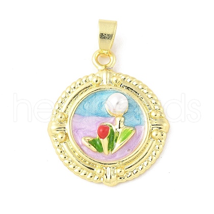 Brass Enamel Pendants KK-Z101-09G-F01-1