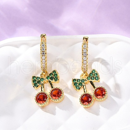 Brass Micro Pave Cubic Zirconia Hoop Earrings EJEW-D322-11G-01-1