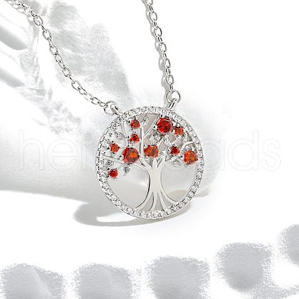 Boho Brass Cubic Zirconia Tree of Life Pendant Cable Chain Necklaces for Women PW-WG4EE67-03-1