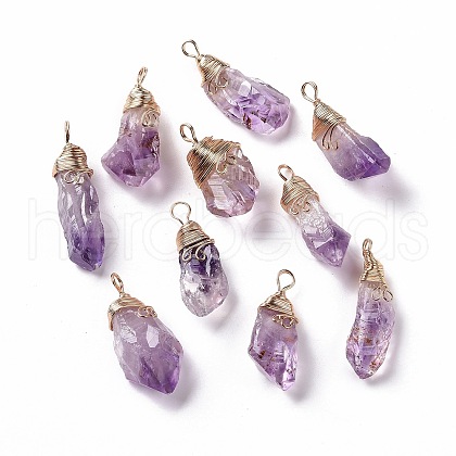 Natural Raw Amethyst Pendants G-C023-02-1