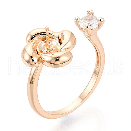 Windmill Brass Micro Pave Clear Cubic Zirconia Cuff Ring Settings KK-T076-36-1