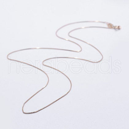925 Sterling Silver Box Chain Necklaces STER-F039-40cm-03RG-1