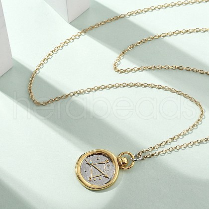 Brass Twelve Constellations Tarot Pendant Necklaces NJEW-Q006-01K-G-1
