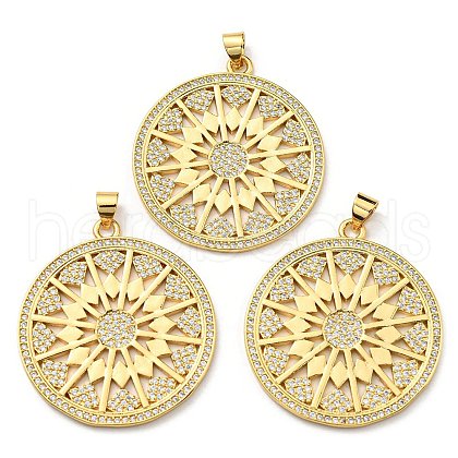 Brass with Cubic Zirconia Pendants KK-K341-39G-1
