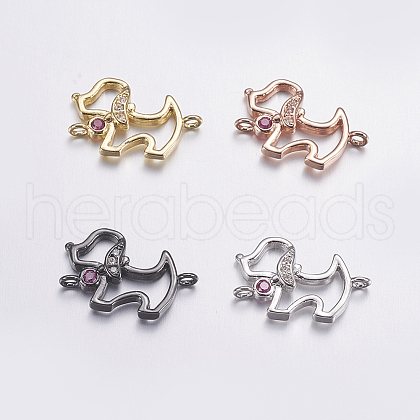 Brass Micro Pave Cubic Zirconia Puppy Links connectors ZIRC-G125-02A-1