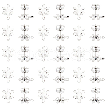 Unicraftale 201 Stainless Steel Stud Earring Findings with Hole EJEW-UN0002-34B-1