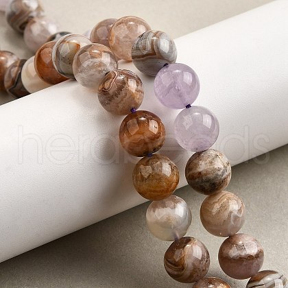 Natural Amethyst Lace Agate Beads Strands G-H312-C01-10mm-1