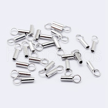 Anti-Tarnish Rhodium Plated 925 Sterling Silver Cord Ends STER-F036-21P-2.5mm-1