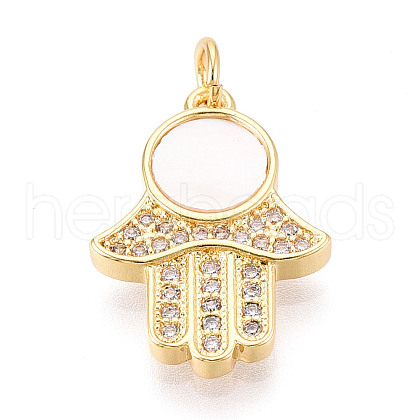 Brass Micro Pave Clear Cubic Zirconia Pendants KK-N268-38G-1