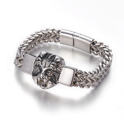 304 Stainless Steel Link Bracelets BJEW-P255-02AS-1