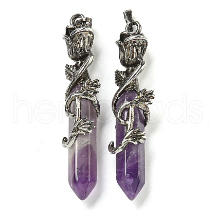 Natural Amethyst Faceted Double Termimal Pointed Big Pendants G-P547-03AS-04-1