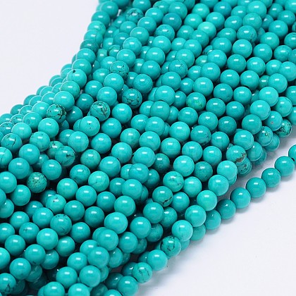 Natural Howlite Round Bead Strands X-TURQ-E022-38B-6mm-1