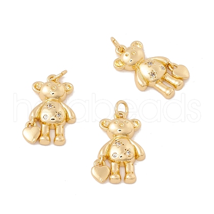Brass Micro Pave Clear Cubic Zirconia Pendants KK-G415-26G-1