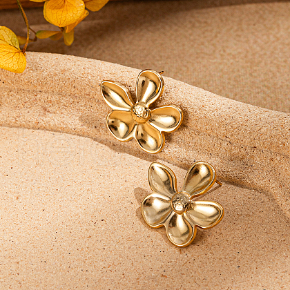 Vintage Stainless Steel Flower Stud Earrings ZQ6435-1