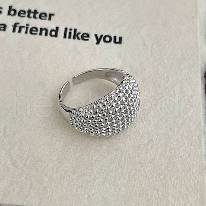 Round Beaded 925 Sterling Silver Adjustable Cuff Rings for Women FS-WG03D1A-01-1