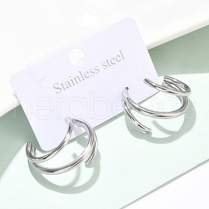 304 Stainless Steel Triple Stud Earrings EJEW-Z098-16P-1