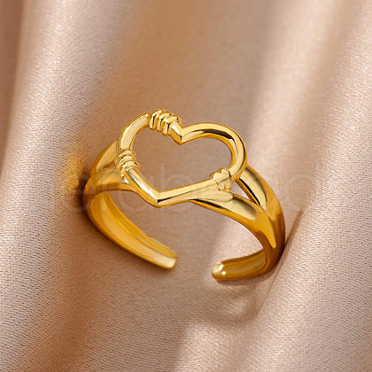 Simple Style 304 Stainless Steel Cuff Rings for Women FS-WGD177D-02-1